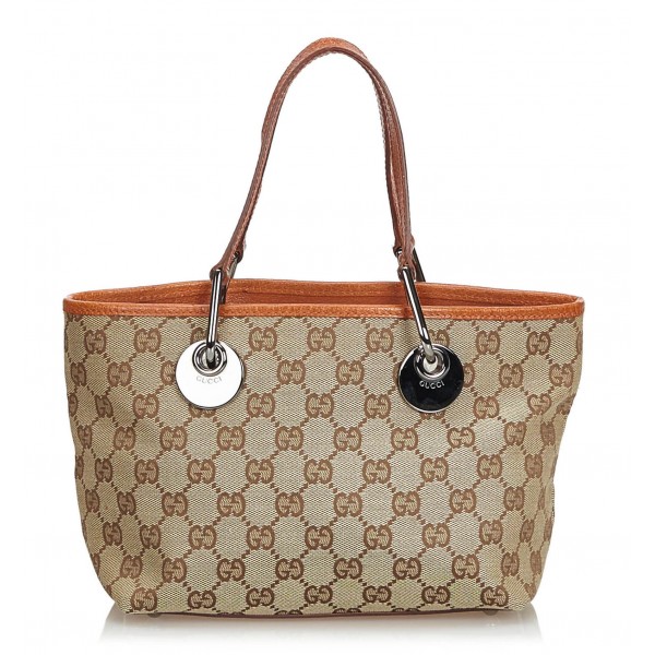 Gucci Vintage - GG Jacquard Tote Bag - Marrone - Borsa in Pelle - Alta Qualità Luxury