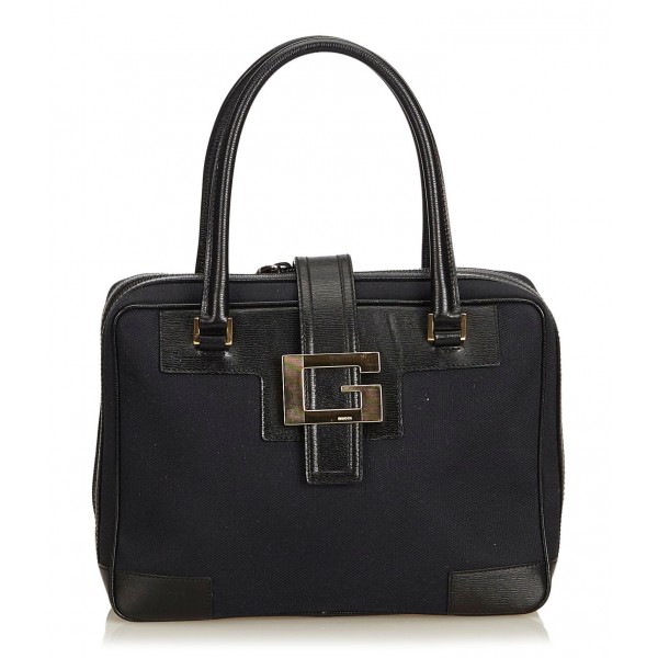 Gucci Vintage - Canvas Tote Bag - Black - Leather Handbag - Luxury High Quality