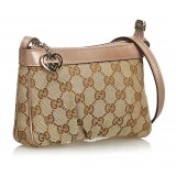 Gucci Vintage - GG Jacquard Crossbody Bag - Brown - Leather Handbag - Luxury High Quality