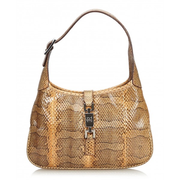 Gucci Vintage - Python Leather Jackie Bag - Marrone - Borsa in Pelle - Alta Qualità Luxury