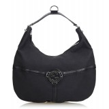 Gucci Vintage - Canvas Reins Hobo Bag - Black - Leather Handbag - Luxury High Quality