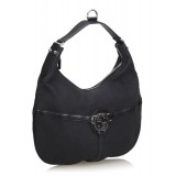 Gucci Vintage - Canvas Reins Hobo Bag - Black - Leather Handbag - Luxury High Quality