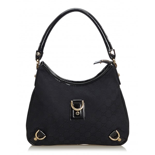 Gucci Vintage - GG Jacquard Abbey Shoulder Bag - Black - Leather Handbag - Luxury High Quality