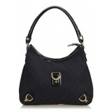 Gucci Vintage - GG Jacquard Abbey Shoulder Bag - Black - Leather Handbag - Luxury High Quality