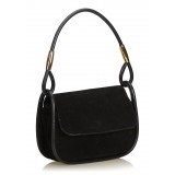 Gucci Vintage - Nubuck Leather Baguette Bag - Nero - Borsa in Pelle - Alta Qualità Luxury