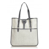 Hermès Vintage - Canvas Tote Bag - Ivory Brown White - Leather and Canvas Handbag - Luxury High Quality