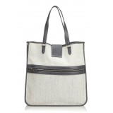 Hermès Vintage - Canvas Tote Bag - Ivory Brown White - Leather and Canvas Handbag - Luxury High Quality