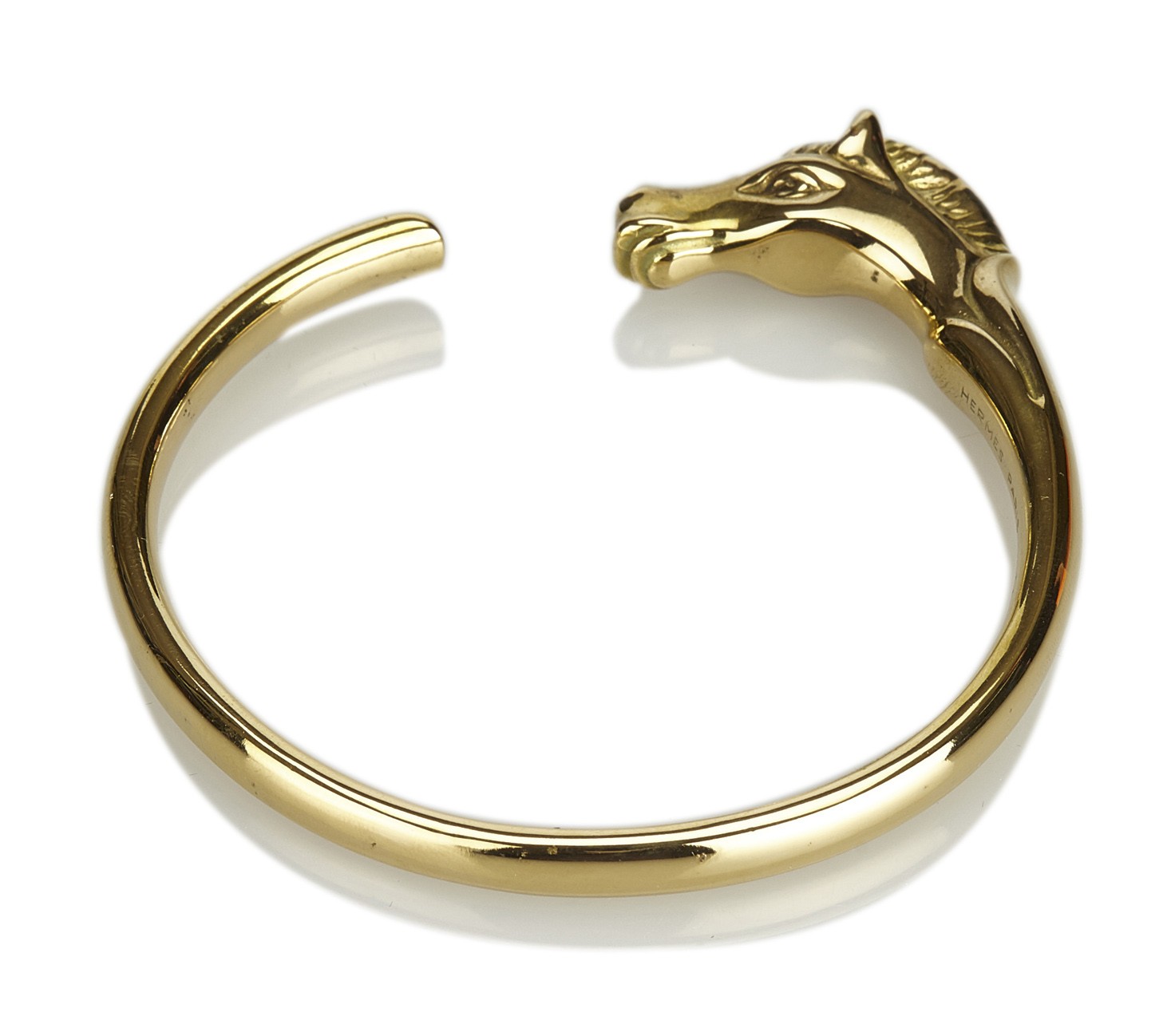 Authentic! Vintage Hermes 18k Yellow Gold Horse Band Ring Auction
