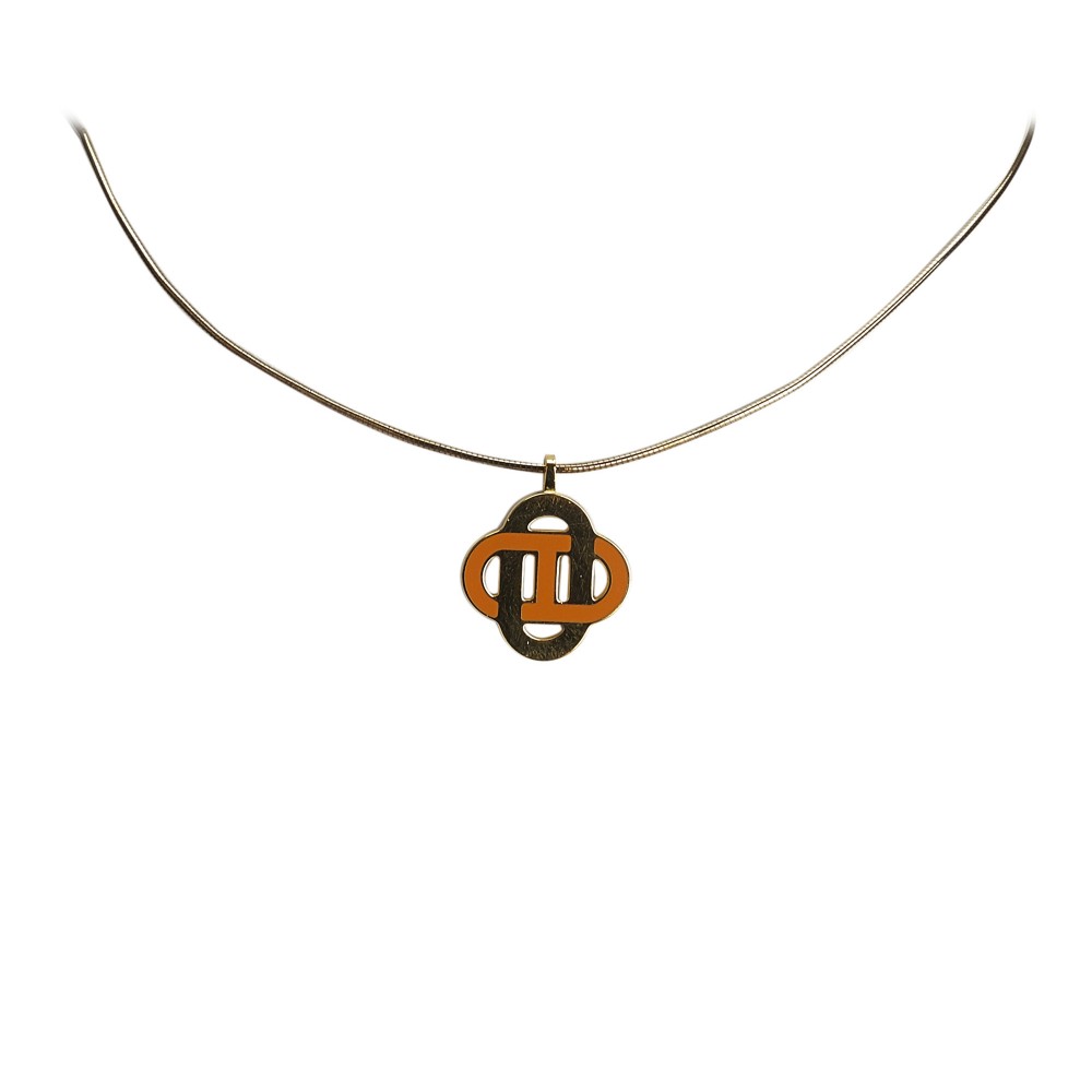Hermès Vintage - Metal Isatis Pendant Necklace - Gold Orange - Hermès  Necklace - Luxury High Quality - Avvenice