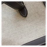 Hermès Vintage - Canvas Tote Bag - Ivory Brown White - Leather and Canvas Handbag - Luxury High Quality