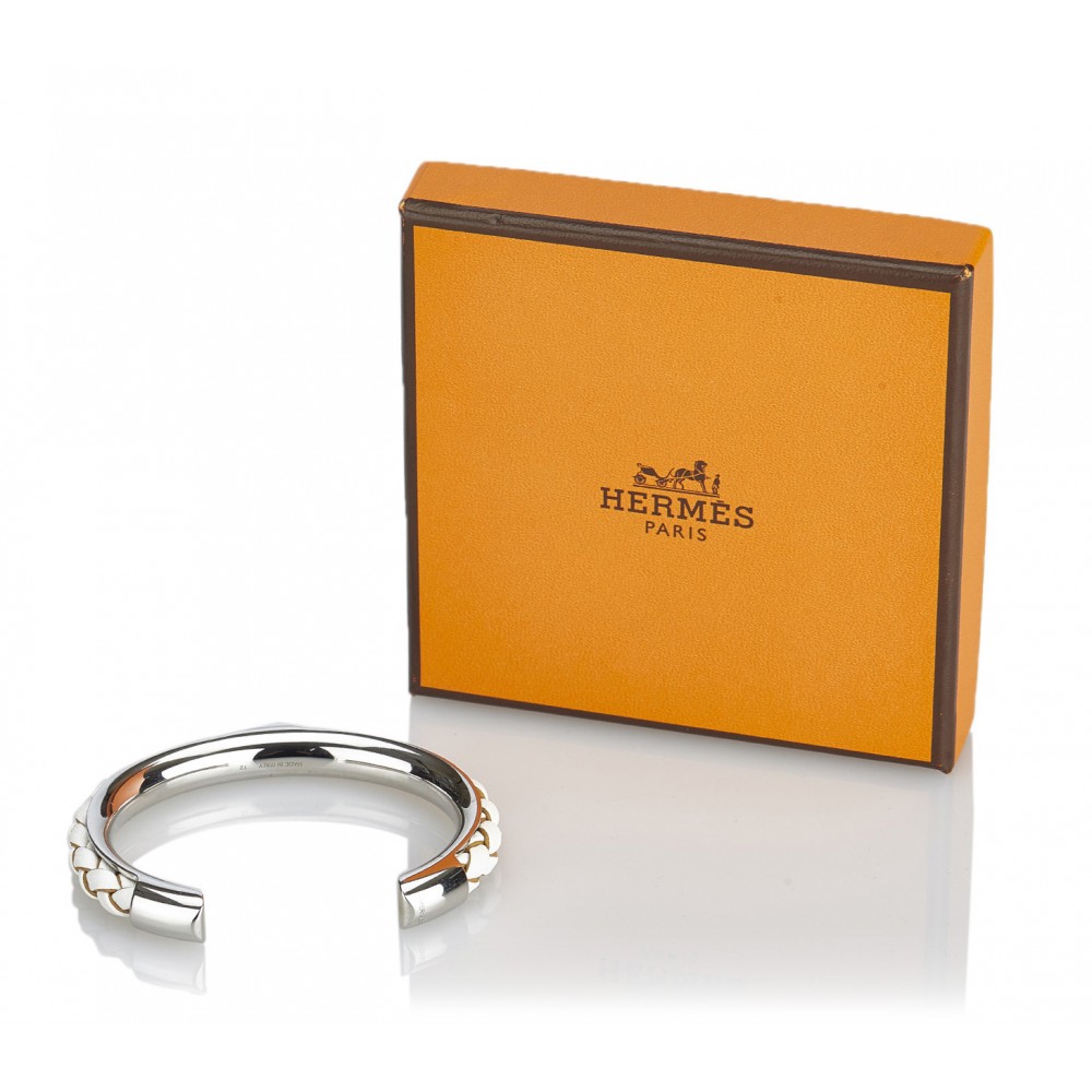 Hermès Vintage - Kyoto Tresse Cuff - Silver - Metal Bracelet 