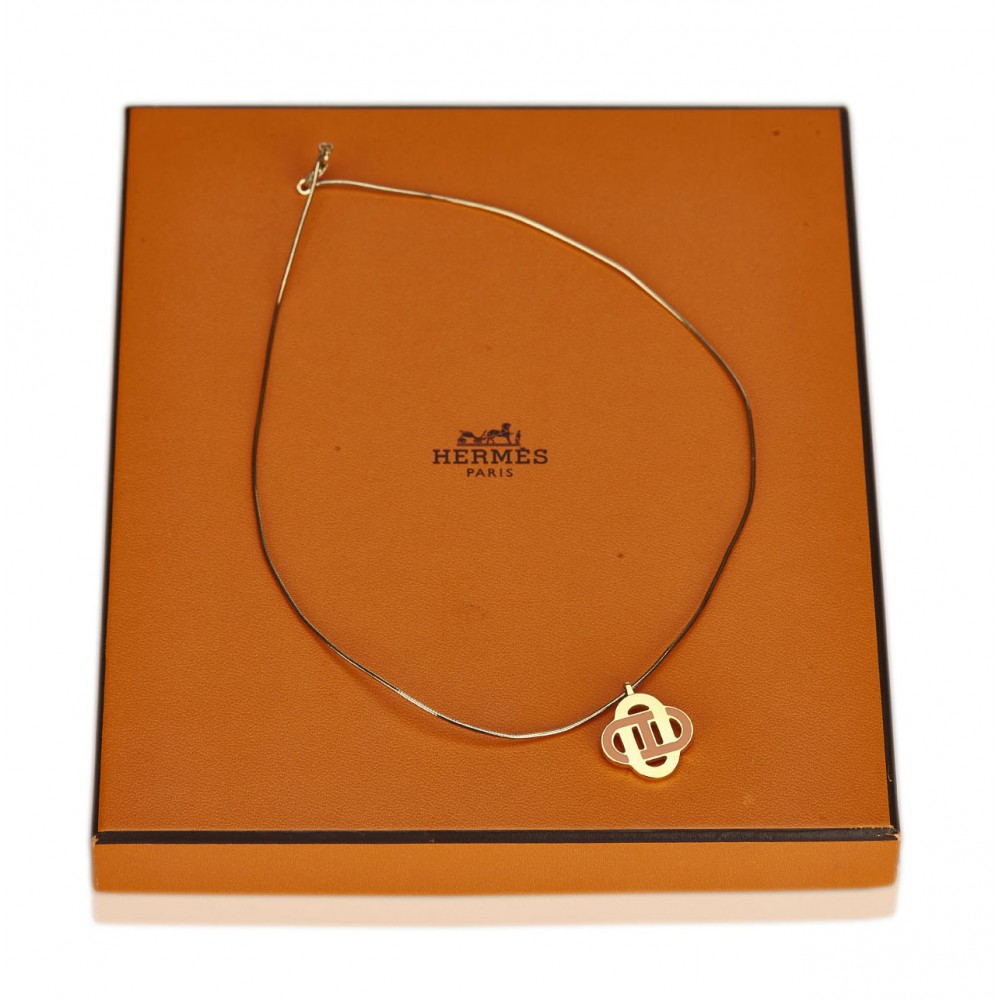 Hermès Vintage - Metal Isatis Pendant Necklace - Gold Orange