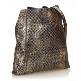 Bottega Veneta Vintage - Intrecciomirage Leather Shoulder Bag - Nero Oro - Borsa in Pelle - Alta Qualità Luxury