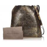 Bottega Veneta Vintage - Intrecciomirage Leather Shoulder Bag - Gold Black - Leather Handbag - Luxury High Quality