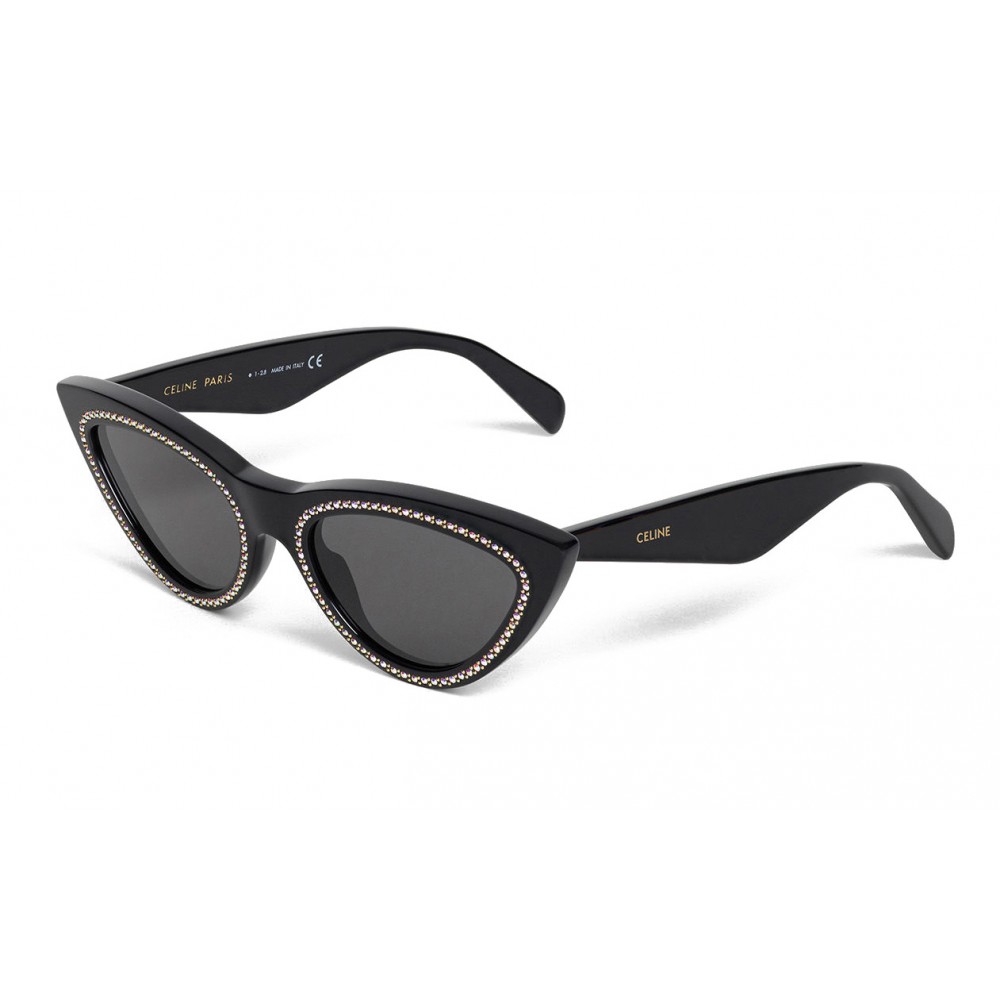 Céline - Cat Eye Sunglasses in Acetate with Crystals and Metal - Black ...