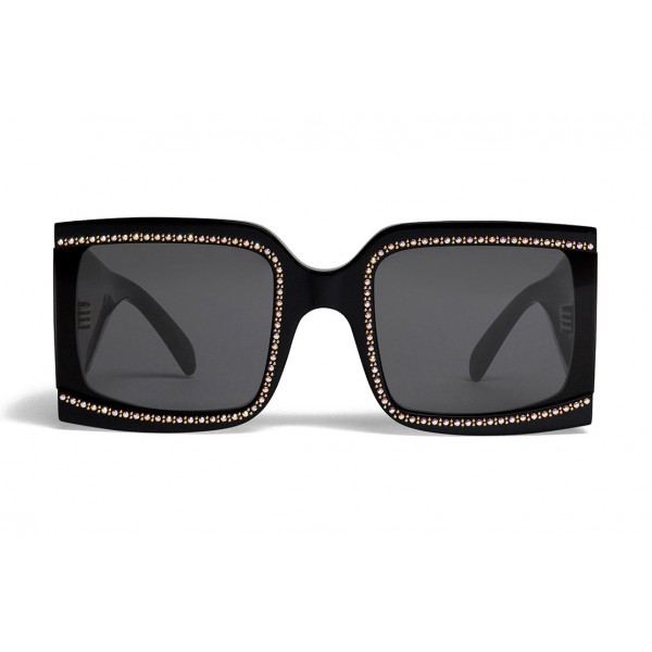 Céline - Occhiali da Sole Oversized in Acetato con Cristalli e Metallo - Nero - Occhiali da Sole - Céline Eyewear