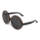 Céline - Round Sunglasses in Acetate with Crystals and Metal - Red Havana - Sunglasses - Céline Eyewear
