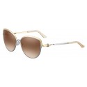 Cartier - Cat Eye - Metal Gold and Palladium Two-Tone Finish, Brown Lenses - Trinity Collection - Sunglasses - Cartier Eyewear