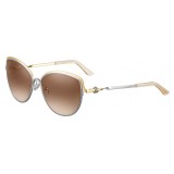Cartier - Cat Eye - Metal Gold and Palladium Two-Tone Finish, Brown Lenses - Trinity Collection - Sunglasses - Cartier Eyewear
