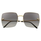 Cartier - Square - Metal Gold Finish Champagne, Gray Lenses - Panthère de Cartier - Sunglasses - Cartier Eyewear