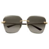 Cartier - Square - Metal Gold Finish Champagne, Brown Lenses - Panthère de Cartier - Sunglasses - Cartier Eyewear