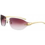 Cartier - Rectangular-Oval - Metal, Polished Gold Finish, Purple Lenses - Panthère de Cartier - Sunglasses - Cartier Eyewear