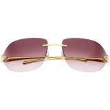 Cartier - Rectangular-Oval - Metal, Polished Gold Finish, Purple Lenses - Panthère de Cartier - Sunglasses - Cartier Eyewear