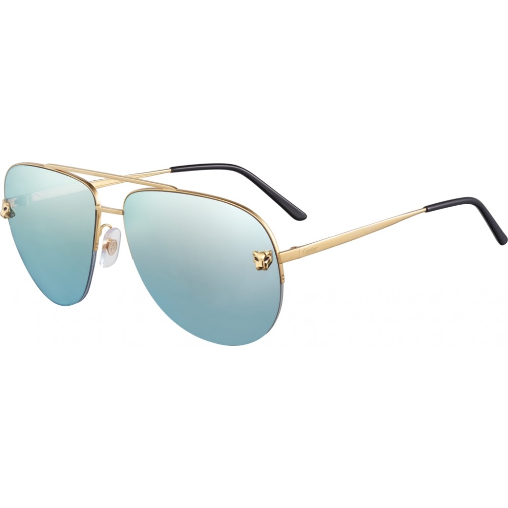 Shop Cartier Panthère Classic 24-Carat Gold 60MM Square Sunglasses