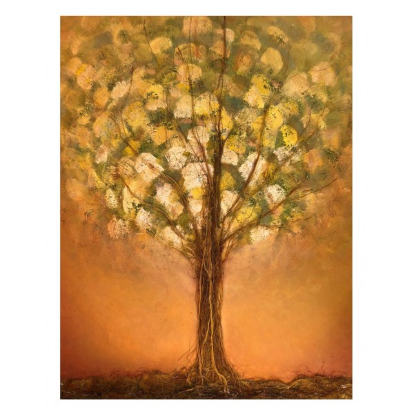 Eliza Oynus - Bronze Tree - Installation - Silk - Linen - Gold