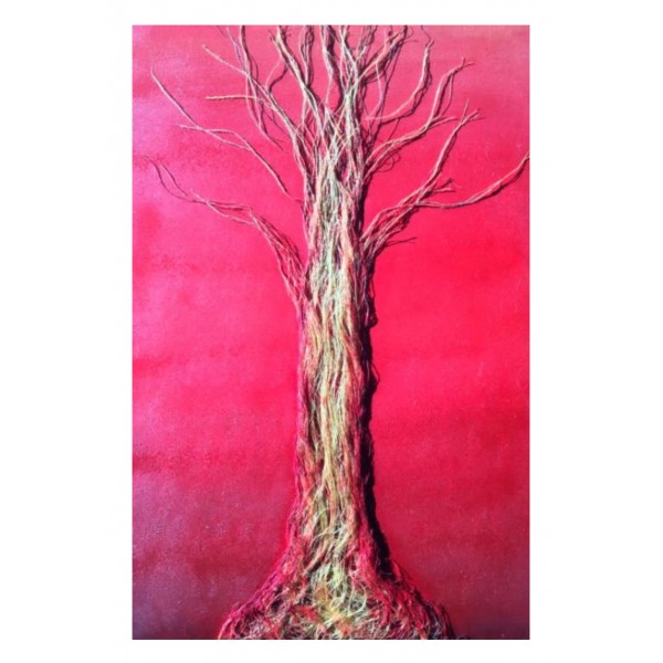 Eliza Oynus - Red Passion Tree - Installation - Silk - Linen - Gold