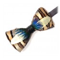 Genius Bowtie - Dalí - Blu - Papillon in Pelle Scamosciata con Piume - Farfallino di Alta Qualità Luxury