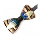 Genius Bowtie - Dalí - Blue - Suede Leather Bow Tie with Feathers - Luxury High Quality Bow Tie