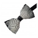 Genius Bowtie - Freud - Black - Suede Leather Bow Tie with Feathers - Luxury High Quality Bow Tie