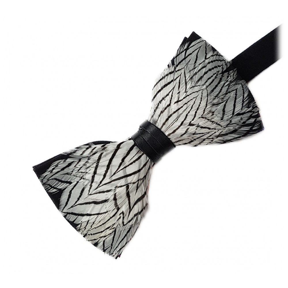 Genius Bowtie - Freud - Black - Suede Leather Bow Tie with Feathers ...