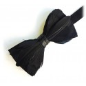 Genius Bowtie - Hawking - Black - Suede Leather Bow Tie with Feathers - Luxury High Quality Bow Tie