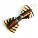 Genius Bowtie - Michelangelo - Brown - Suede Leather Bow Tie with Feathers - Luxury High Quality Bow Tie