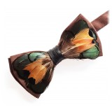 Genius Bowtie - Shakespeare - Black - Suede Leather Bow Tie with Feathers - Luxury High Quality Bow Tie