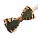 Genius Bowtie - Tchaikovsky - Beige - Suede Leather Bow Tie with Feathers - Luxury High Quality Bow Tie