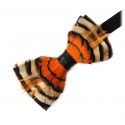 Genius Bowtie - Van Gogh - Black - Suede Leather Bow Tie with Feathers - Luxury High Quality Bow Tie