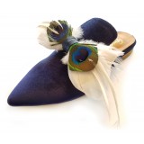 Genius Bowtie - Genius Shoes - Blue - Peacock Leather Shoes with Real Feathers - Luxury High Quality Bow Tie