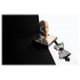 Genius Bowtie - Freud - Nero - Papillon in Pelle Scamosciata con Piume - Farfallino di Alta Qualità Luxury