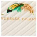 Hermès Vintage - Les Plumes Silk Scarf - Bianco Multi - Foulard in Seta - Alta Qualità Luxury