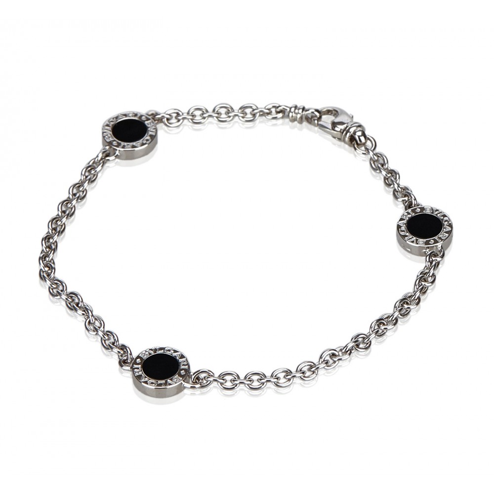 bvlgari silver onyx bracelet
