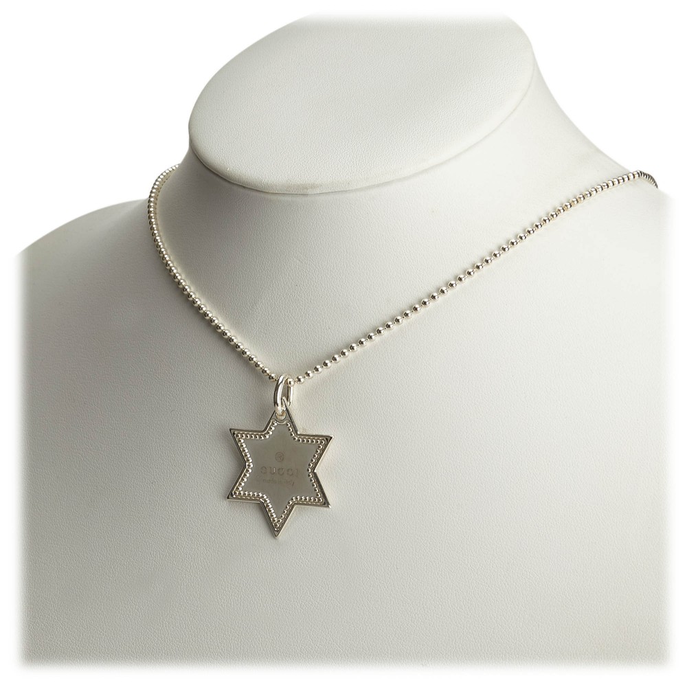 Gucci 18K Yellow Gold Interlocking G Diamond Star Motif Choker Necklace,  13.4-15