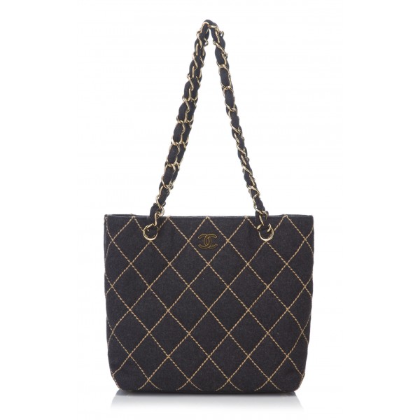 chanel quilted canvas bag tote