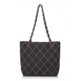 Chanel Vintage - Surpique Wool Shoulder Bag - Grey - Leather and Wool Handbag - Luxury High Quality