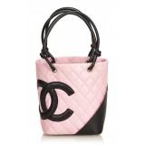 Chanel Vintage - Cambon Ligne Petit Bucket Bag - Pink Black - Leather Handbag - Luxury High Quality