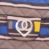 Chanel Vintage - CC Heart Printed Cotton Medium Flap Bag - Rosa - Borsa in Pelle e Cotone - Alta Qualità Luxury