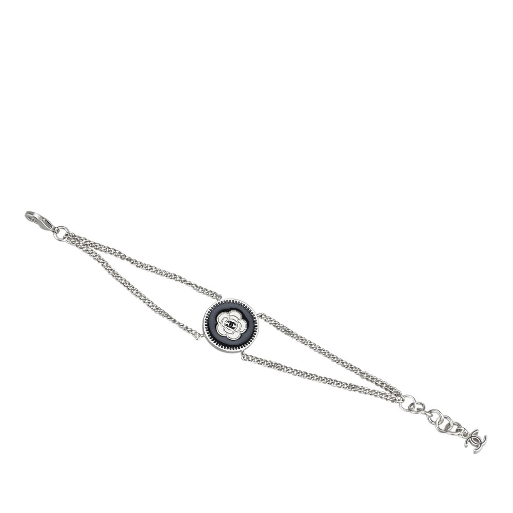 Chanel Vintage - Camellia Metal Bracelet - Silver Black - Chanel Bracelet -  Luxury High Quality - Avvenice
