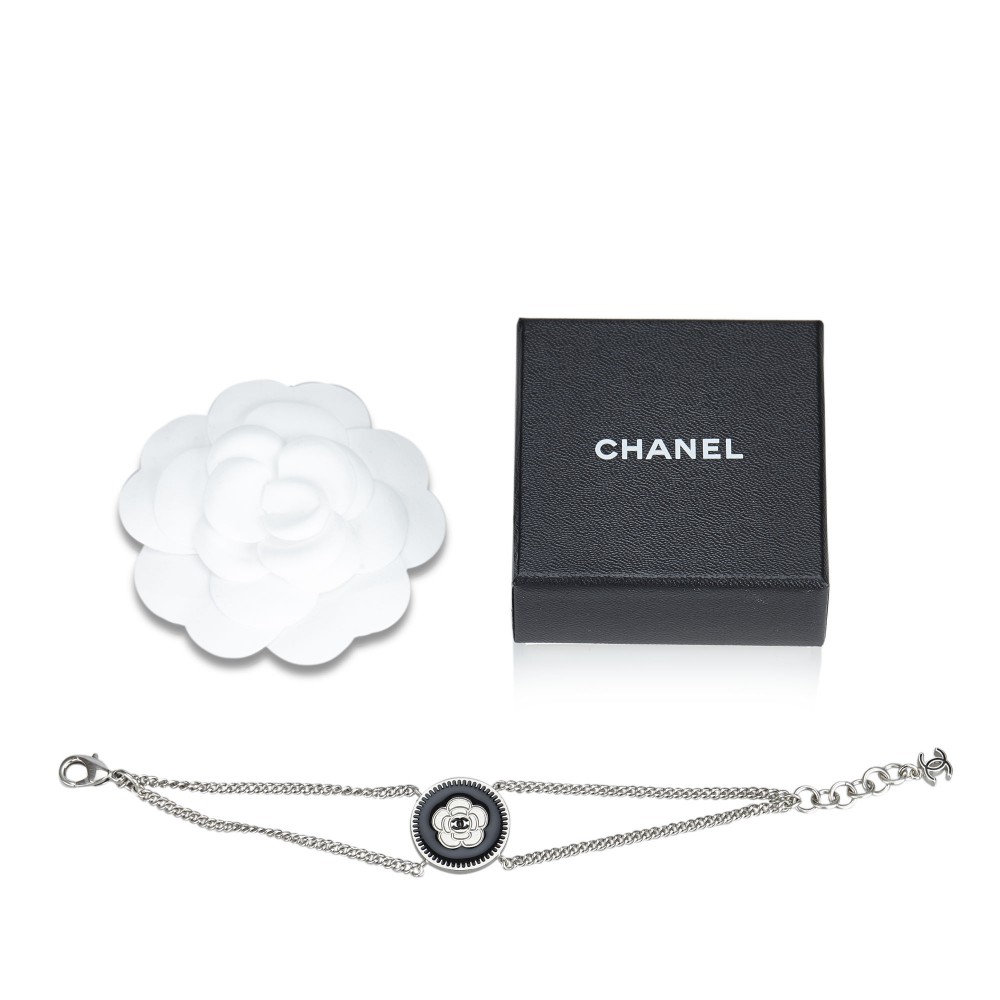 Chanel Vintage - Camellia Metal Bracelet - Silver Black - Chanel Bracelet -  Luxury High Quality - Avvenice